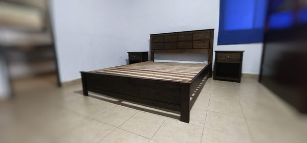 Cama queen madera roble